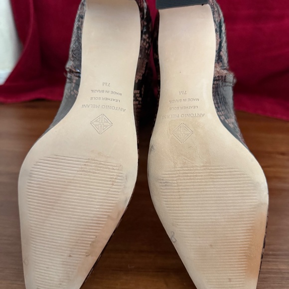 ANTONIO MELANIE Dark Brown  Python Snake Patent Leather  Boots SZ 8M Orig. $198 - Picture 9 of 10